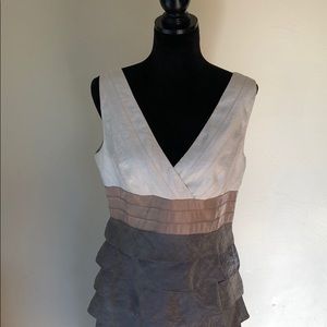 Adrianna Papell Tiered Ruffle V Neck Dress